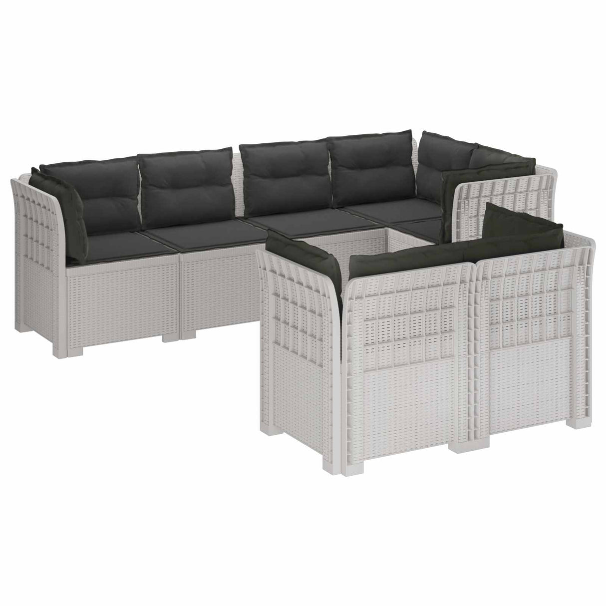 vidaXL 7-Zits Tuinbank Rattan Look PP Antraciet