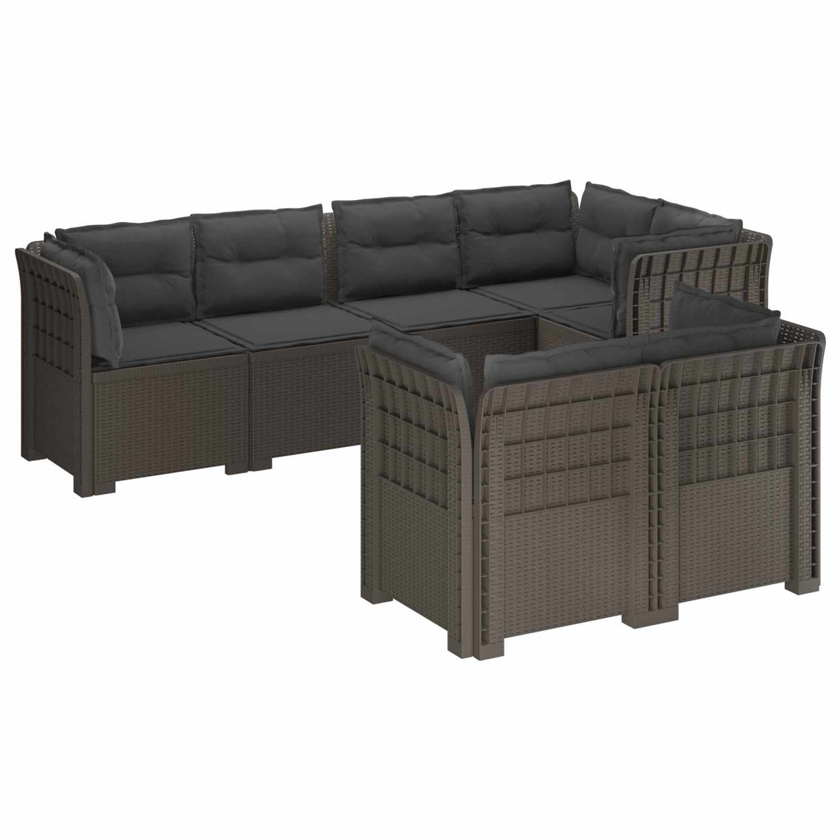 vidaXL 7-Zits Tuinbank Rattan Look PP Antraciet