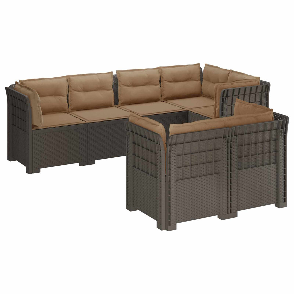 vidaXL 7-Zits Tuinbank Rattan Look PP Antraciet