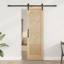 vidaXL Schuifdeur Naturel en Zwart 61 x 198,5 cm Massief grenenhout