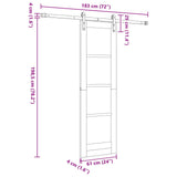 vidaXL Schuifdeur Naturel en Zwart 61 x 198,5 cm Massief grenenhout