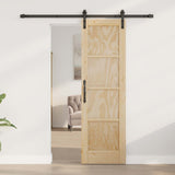 vidaXL Schuifdeur Naturel en Zwart 61 x 198,5 cm Massief grenenhout