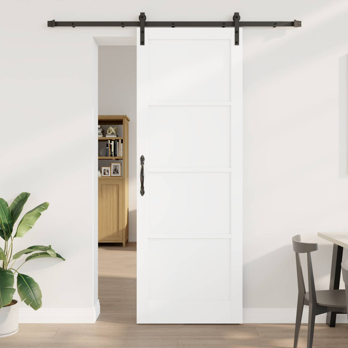 vidaXL Schuifdeur Naturel en Zwart 61 x 198,5 cm Massief grenenhout