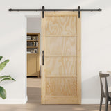 vidaXL Schuifdeur Naturel en Zwart 61 x 198,5 cm Massief grenenhout