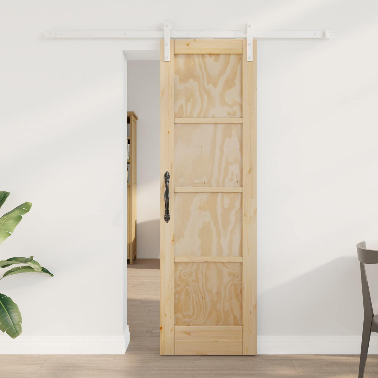 vidaXL Schuifdeur Naturel en Zwart 61 x 198,5 cm Massief grenenhout