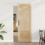 vidaXL Schuifdeur Naturel en Zwart 61 x 198,5 cm Massief grenenhout