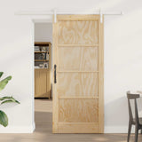 vidaXL Schuifdeur Naturel en Zwart 61 x 198,5 cm Massief grenenhout