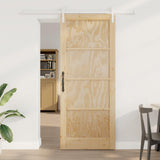 vidaXL Schuifdeur Naturel en Zwart 61 x 198,5 cm Massief grenenhout