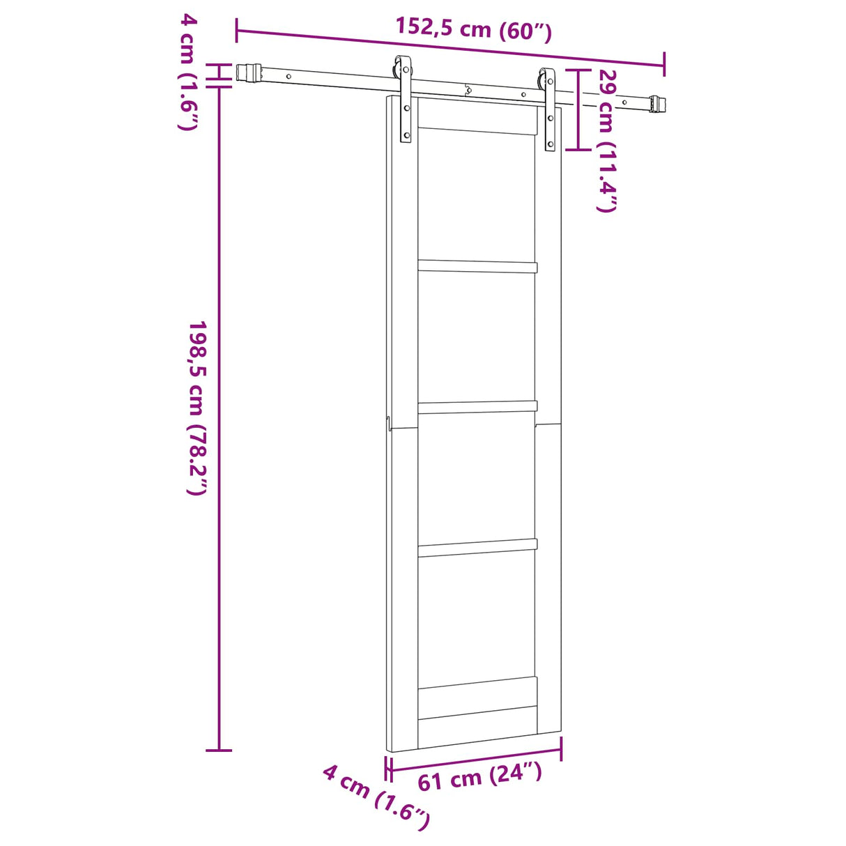 vidaXL Schuifdeur Naturel 61 x 198,5 cm Massief grenenhout