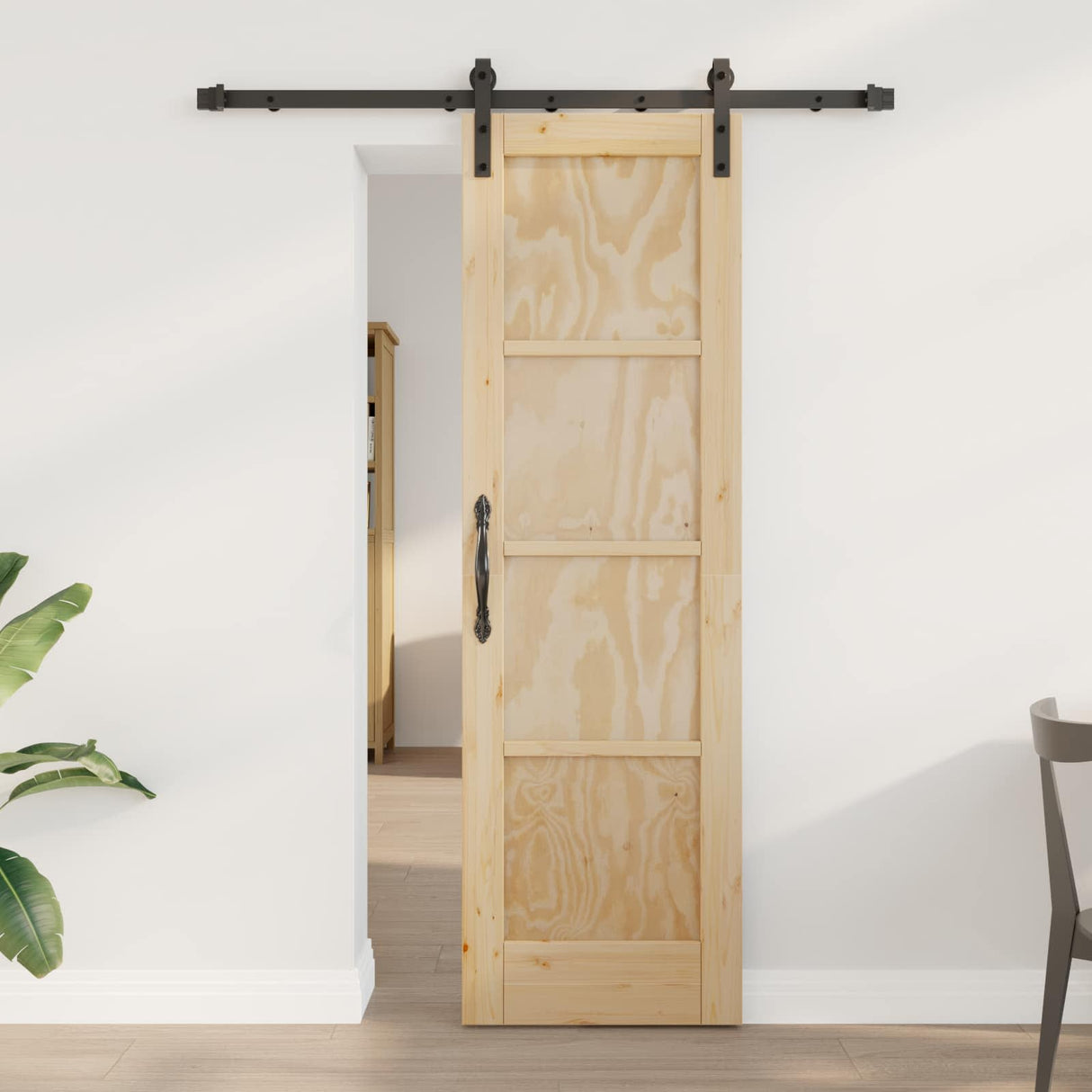vidaXL Schuifdeur Naturel 61 x 198,5 cm Massief grenenhout