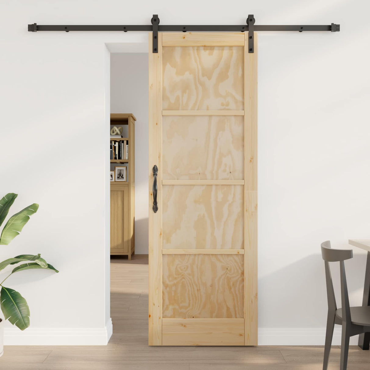 vidaXL Schuifdeur Naturel 61 x 198,5 cm Massief grenenhout