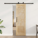 vidaXL Schuifdeur Naturel en Zwart 61 x 198,5 cm Massief grenenhout