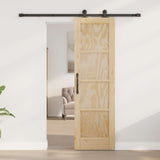 vidaXL Schuifdeur Naturel en Zwart 61 x 198,5 cm Massief grenenhout