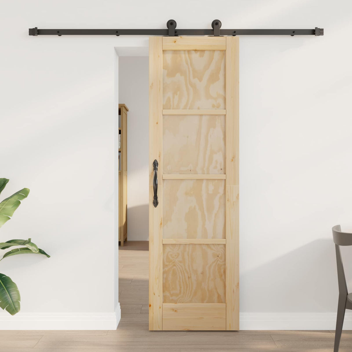 vidaXL Schuifdeur Naturel en Zwart 61 x 198,5 cm Massief grenenhout
