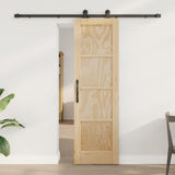 vidaXL Schuifdeur Naturel en Zwart 61 x 198,5 cm Massief grenenhout