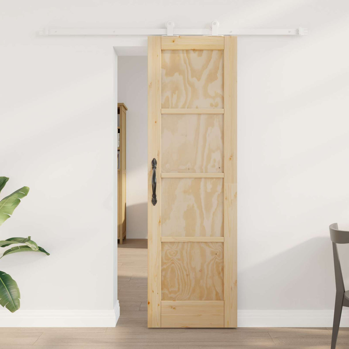 vidaXL Schuifdeur Naturel en Zwart 61 x 198,5 cm Massief grenenhout