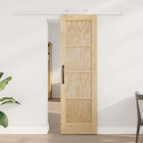 vidaXL Schuifdeur Naturel en Zwart 61 x 198,5 cm Massief grenenhout