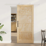 vidaXL Schuifdeur Naturel en Zwart 61 x 198,5 cm Massief grenenhout