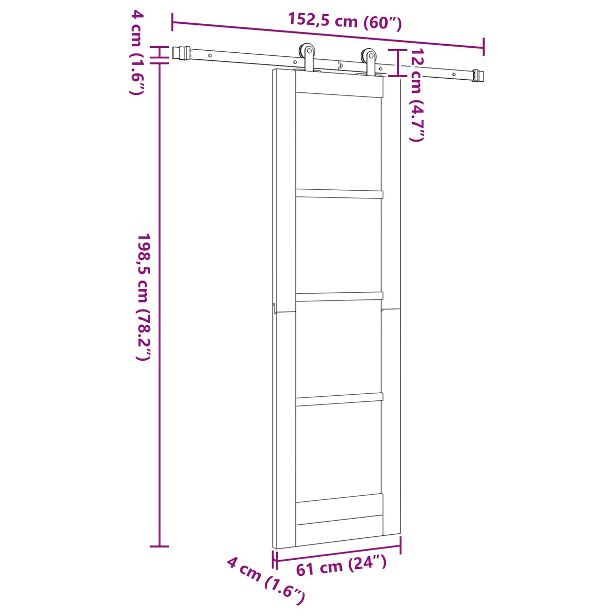 vidaXL Schuifdeur ORKDAL Naturel 61 x 198,5 cm Massief grenenhout