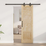 vidaXL Schuifdeur Naturel en Zwart 61 x 198,5 cm Massief grenenhout