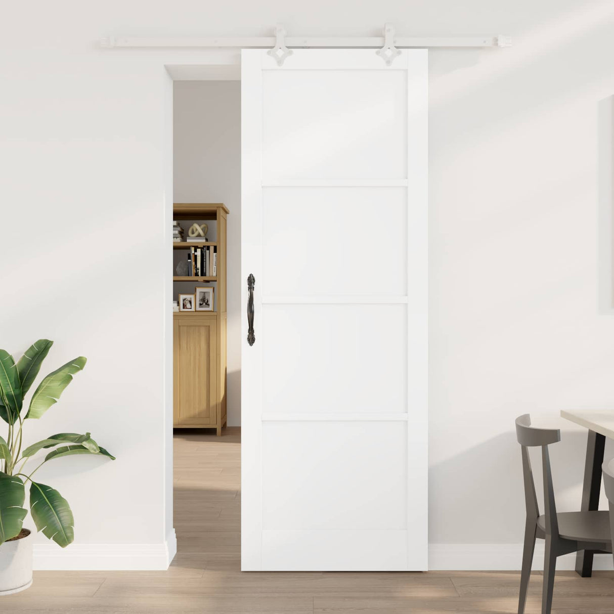 vidaXL Schuifdeur Naturel en Zwart 61 x 198,5 cm Massief grenenhout