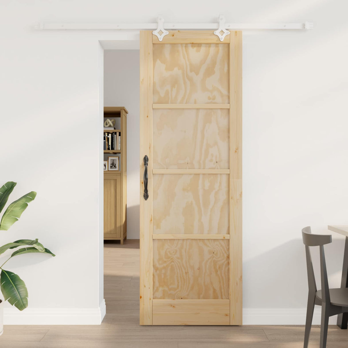 vidaXL Schuifdeur Naturel en Zwart 61 x 198,5 cm Massief grenenhout