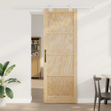 vidaXL Schuifdeur Naturel en Zwart 61 x 198,5 cm Massief grenenhout