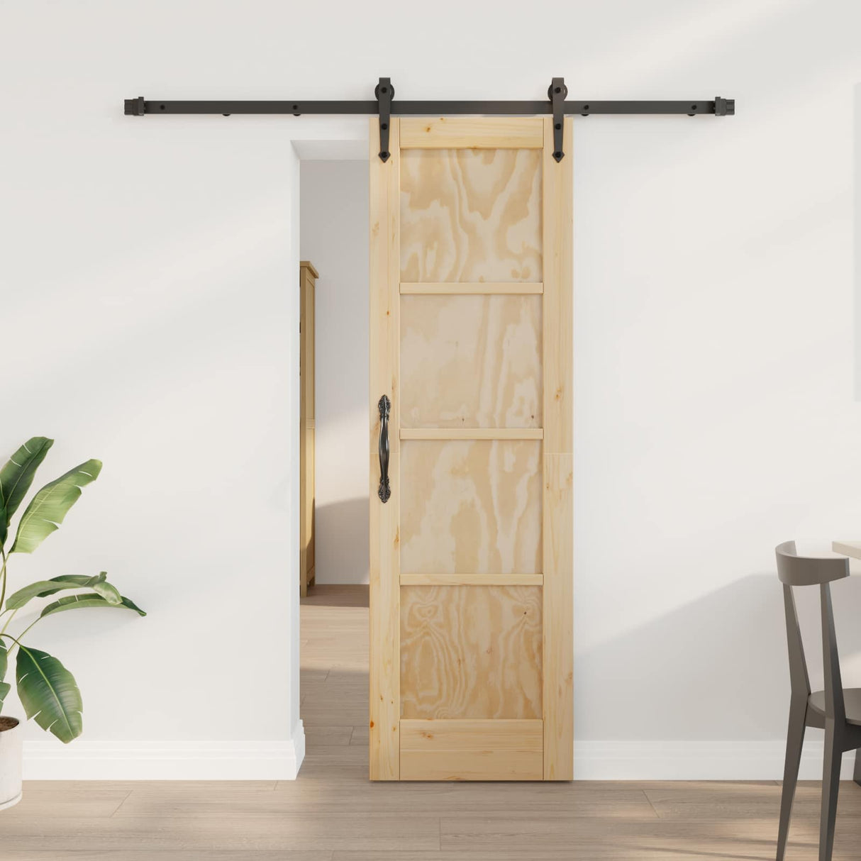 vidaXL Schuifdeur ORKDAL Naturel en Zwart 61 x 198,5 cm