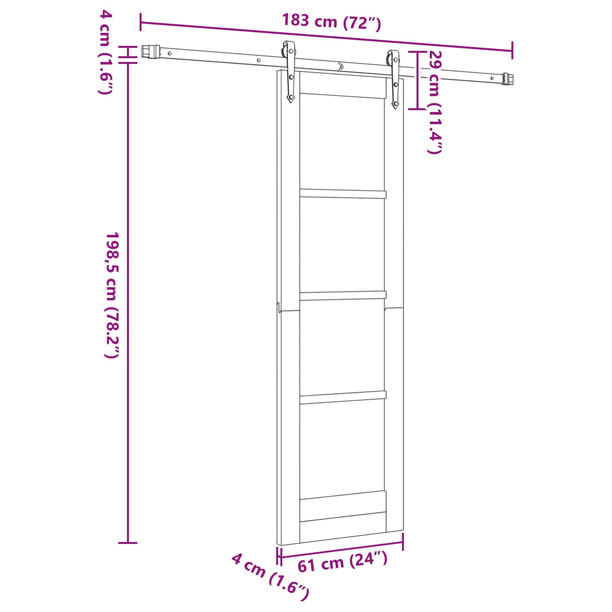 vidaXL Schuifdeur ORKDAL Naturel en Zwart 61 x 198,5 cm