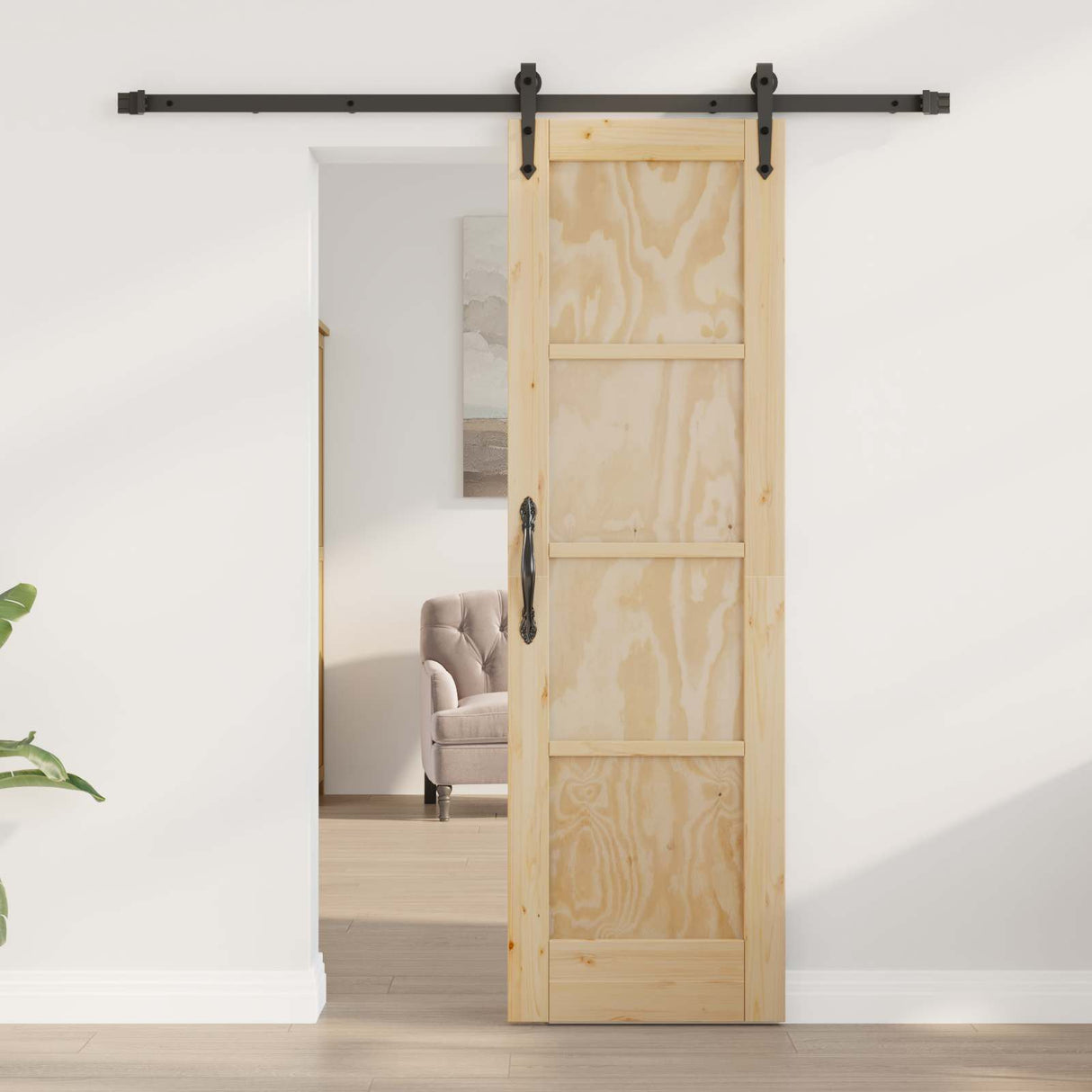 vidaXL Schuifdeur ORKDAL Naturel en Zwart 61 x 198,5 cm