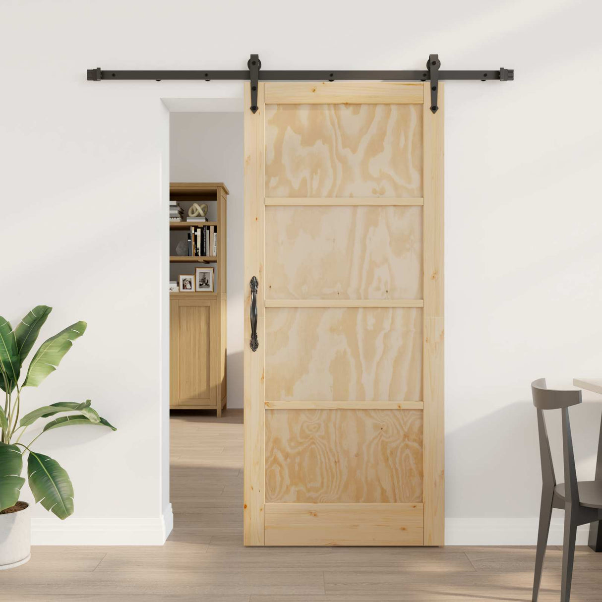 vidaXL Schuifdeur ORKDAL Naturel en Zwart 61 x 198,5 cm