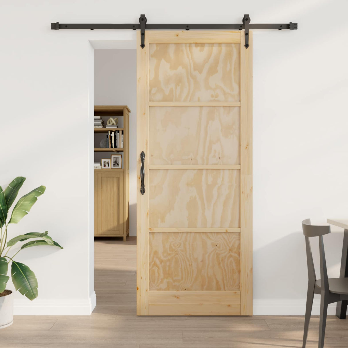 vidaXL Schuifdeur ORKDAL Naturel en Zwart 61 x 198,5 cm