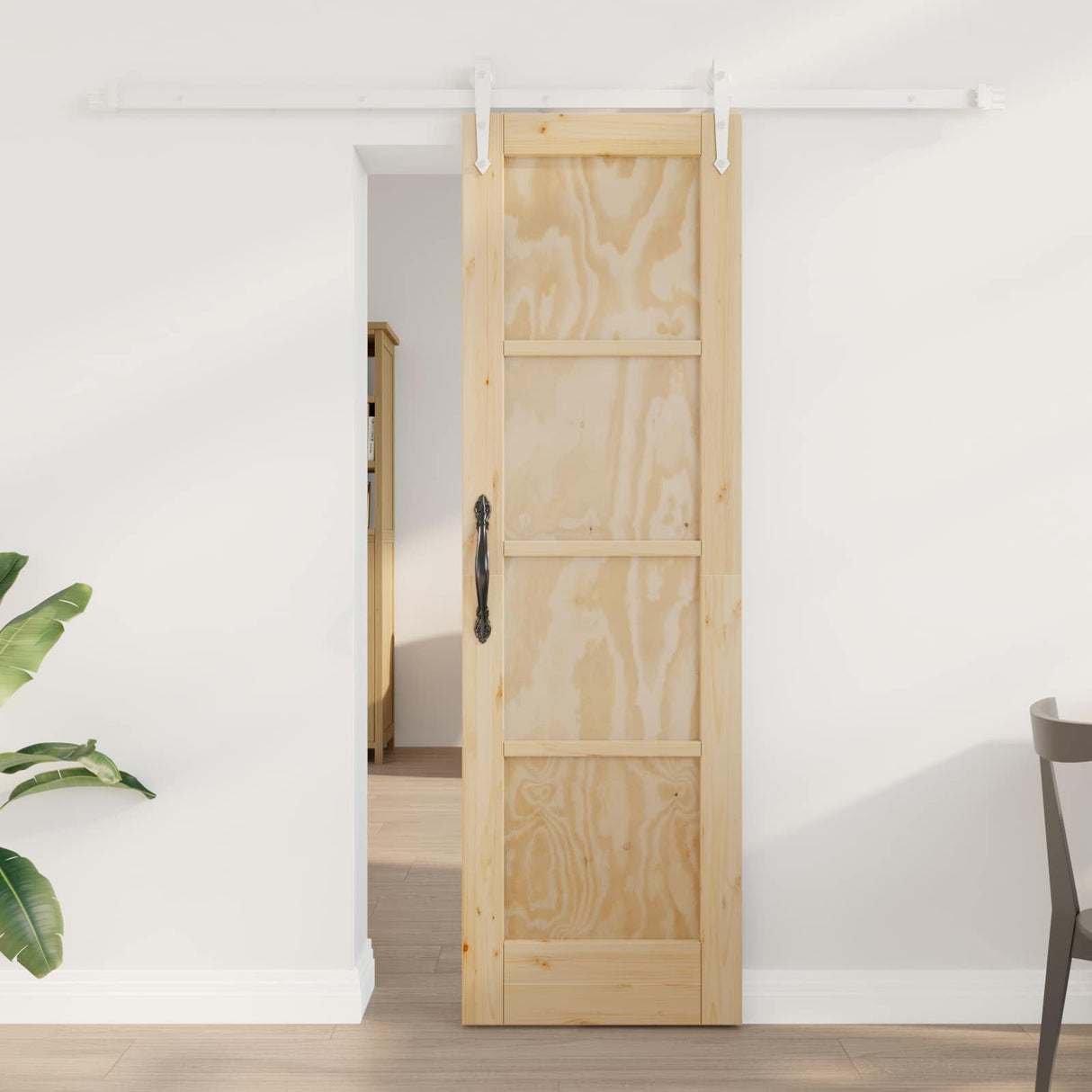 vidaXL Schuifdeur ORKDAL Naturel en Zwart 61 x 198,5 cm