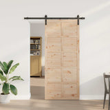vidaXL Schuifdeur Naturel 100 x 208 cm Massief grenenhout
