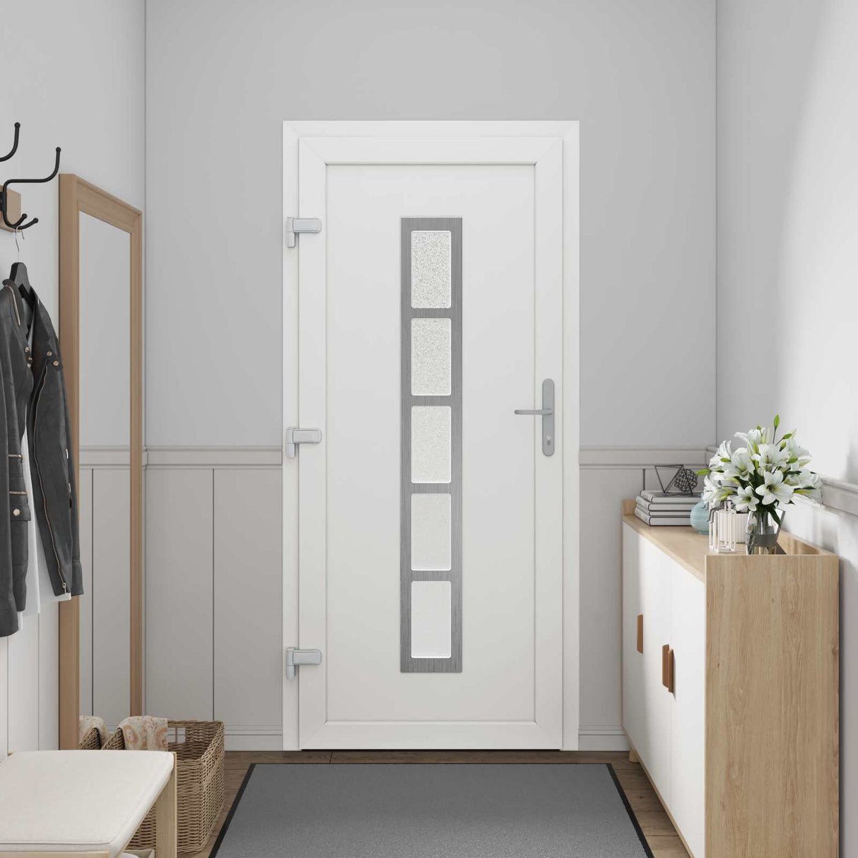 vidaXL Front Door White 88 x 200 cm PVC