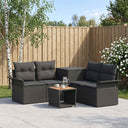 vidaXL Bankstel 6 st Zwart Poly Rattan en Staal