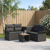 vidaXL Bankstel 6 st Zwart Poly Rattan en Staal
