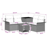 vidaXL Bankstel 6 st Zwart Poly Rattan en Staal