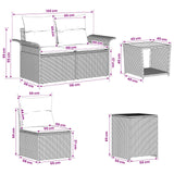 vidaXL Bankstel 6 st Zwart Poly Rattan en Staal