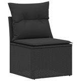 vidaXL Bankstel 6 st Zwart Poly Rattan en Staal