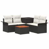 vidaXL Bankstel 6 pcs 4-Aantal zitplaatsen Zwart Poly Rattan en Staal