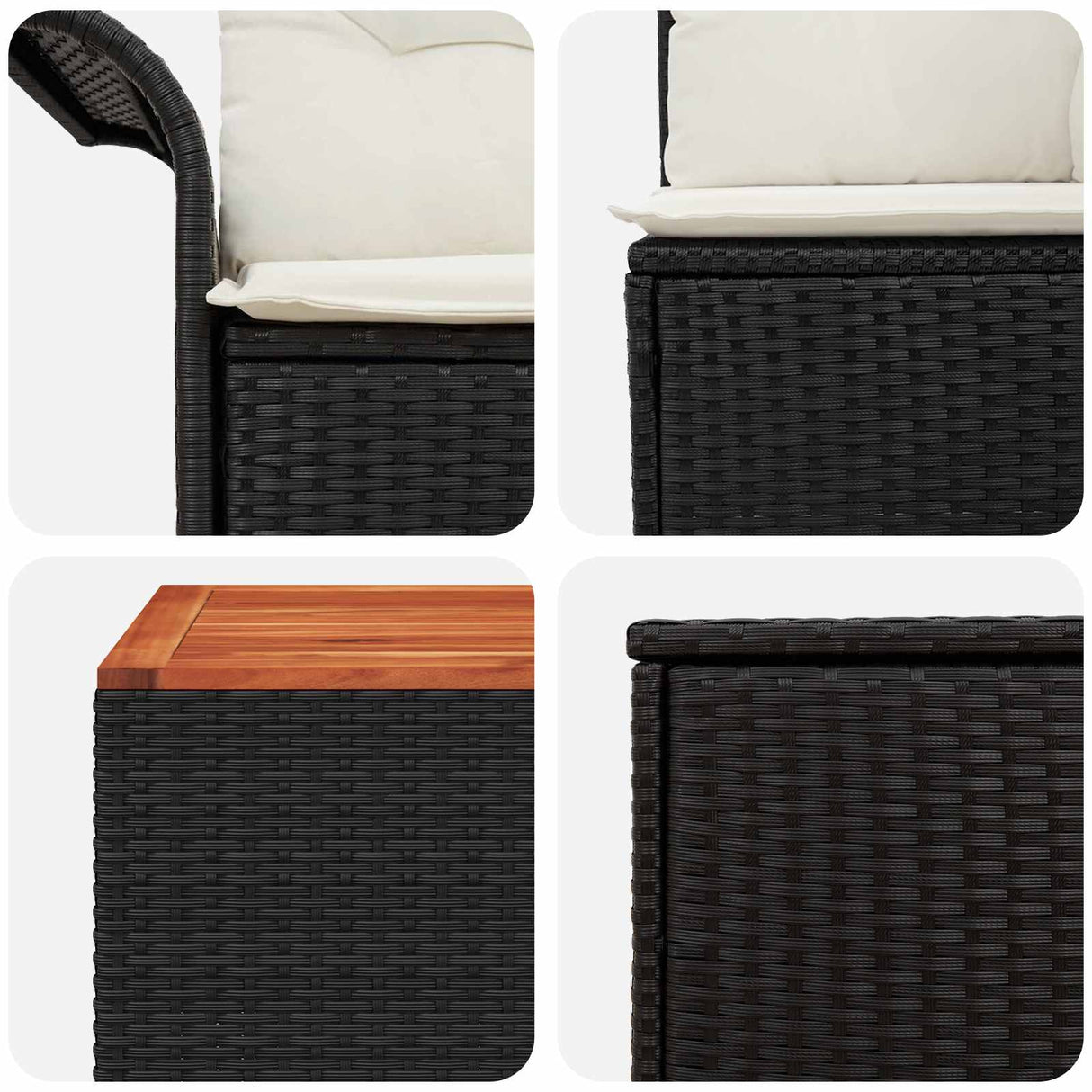 vidaXL Bankstel 6 pcs 4-Aantal zitplaatsen Zwart Poly Rattan en Staal
