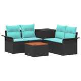 vidaXL Bankstel 6 pcs 4-Aantal zitplaatsen Zwart Poly Rattan en Staal