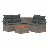 vidaXL Bankstel 6 pcs 4-Aantal zitplaatsen Zwart Poly Rattan en Staal