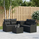 vidaXL Bankstel 6 st Zwart Poly Rattan en Staal