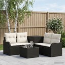 vidaXL Bankstel 6 st Zwart Poly Rattan en Staal