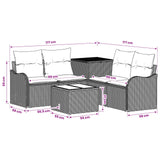 vidaXL Bankstel 6 st Zwart Poly Rattan en Staal