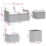vidaXL Bankstel 6 st Zwart Poly Rattan en Staal