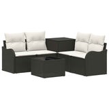vidaXL Bankstel 6 st Zwart Poly Rattan en Staal