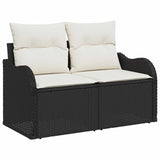 vidaXL Bankstel 6 st Zwart Poly Rattan en Staal